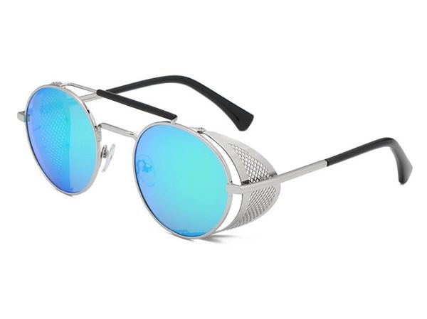 Gafas de sol redondas de vapor Punk Retro para hombres y mujeres, gafas de sol Hipster con personalidad de malla metálica de Hip Hop, 8 colores