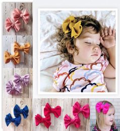 Nieuw Europa Baby Girls Big Bow Hair Clip Kids Bowknot Barrette 2pcs Set Barrettes Children Hair Accessoire A3167886486