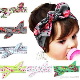 Nieuwe Europa Mode Baby Hoofd Banden Bunny Oor Knoop Bloemen Patroon Zuigeling Hoofdband Kids Haarband Hoofddeksels Kinderen Haar Accessoire A681