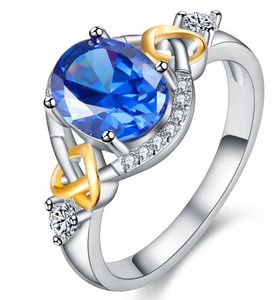 Nieuwe Europese en Amerikaanse buitenlandse handel hete sieraden, twee kleuren gegalvaniseerde ring, vrouwelijke micro set zirkoon liefhebbers ring