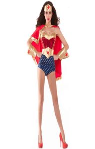Nieuwe Europese en Amerikaanse Halloween -mantel vrouwelijke superman kostuum sexy jumpsuit mantel Wonder Woman uniform7338291