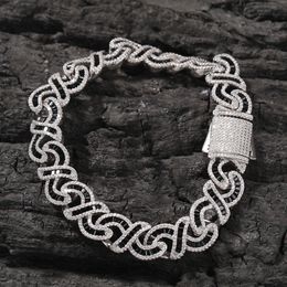 Nouveau Hip Hop européen et américain 12mm 8 mots infini collier et bracelet cubain échelle colorée collier en Zircon Rap bijoux de créateur de mode cadeau pour hommes et femmes