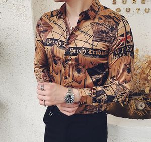 nieuwe Europese en Amerikaanse men039s shirt met lange mouwen men039s brief bedrukt shirt casual shirt heren feestkleding shirts7634352