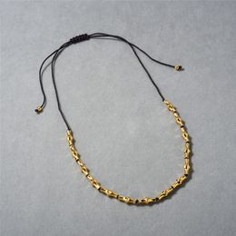 Nouveau collier pull-up en corde tissée en os de bambou rétro européen et américain, un incontournable pour les déplacements quotidiens des femmes, chaîne de clavicule simple et élégante