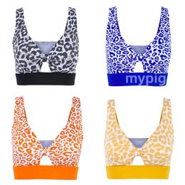 Nouveaux sous-vêtements sportifs européens et américains absorbant la course intégrée de yoga gilet fixe léopard imprimer de soutien-gorge pour femmes pour les femmes