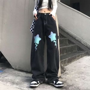 Nouveau pantalon en jean étoiles avec lettres de rue européennes et américaines, tendance Y2K, Joker décontracté, ample, taille haute, droit, jambes larges.