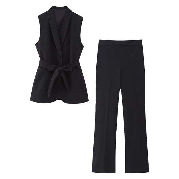 Nouvelle collection de taille européenne et américaine avec ceinture, robe formelle, gilet et pantalon pour femmes au printemps et en été