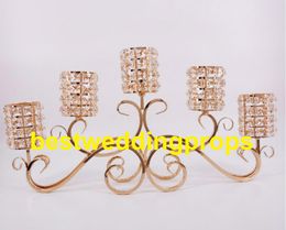 Nieuwe Europese Glas Crystal Candlestick Flowers Stands Decoratieve Bruiloft Centerpieces Kroonluchter Decoratie Bruiloft Bloem Stand Beste0126