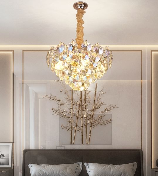 Nouveau style européen lumière luxe coloré led lustre en cristal chambre luxe suspension lumières salon salle à manger suspension lampe