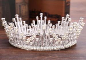 Nouvelles mariées de style européen couronne cercle complet perle strass couronne de mariée accessoires de mariage fête de haute qualité cheveux de mariage acces2581726