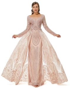 Nieuwe avondjurk met zwaar vervaardigd kant, lichte luxe textuur, elegante Arabische dubai-jurk met taillesluiting en open rug WZ09