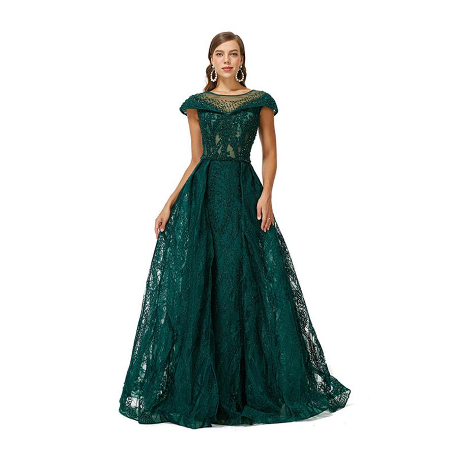 Novos vestidos de noite com renda artesanal pesada e cintura fina Saia longa retrô longa ENG06