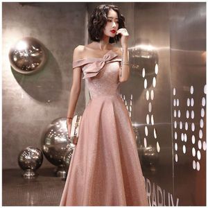 Nieuwe avond roze jaarlijkse bijeenkomst beroemdheid Fairy Fairy Bridesmeisje verloving kan slanke fit lange jurk voor vrouwen dragen