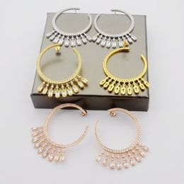 Nouveau exagéré et à la mode pour les boucles d'oreilles de style pendentif haut de gamme bijoux de bijoux pour femmes 925 argent sterling incrusté de boucles d'oreilles en zircon en cadeau