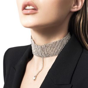 Nouveau collier de strass multicouche exagéré fête de conception unique pleine de chaîne de clavicule de gland de diamant collier d'accessoires brillants