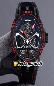 Nuevo Excalibur Spider RDDBEX0784 Tourbillon Automatic Mens Watch Skeleton Dial Titanium Cryanium Crystal Carbon Store de cuero negro HWRD HEL7441022