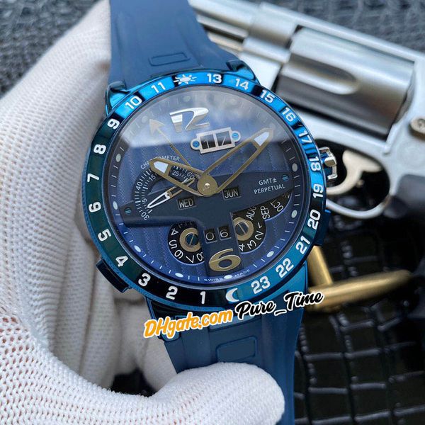 Nouveaux calendriers perpétuels exécutifs El Toro 326-00-3/BQ cadran bleu automatique montre pour homme boîtier en acier bleu PVD bracelet en caoutchouc montres Pure_time