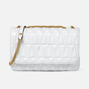 NOUVEAU Explosion Sacs pour femmes VIR US SHOULDER BAG blanc Bandoulière en chaîne Valor romain matériel souple Cuir matelassé artisanal poche imprimée élégante