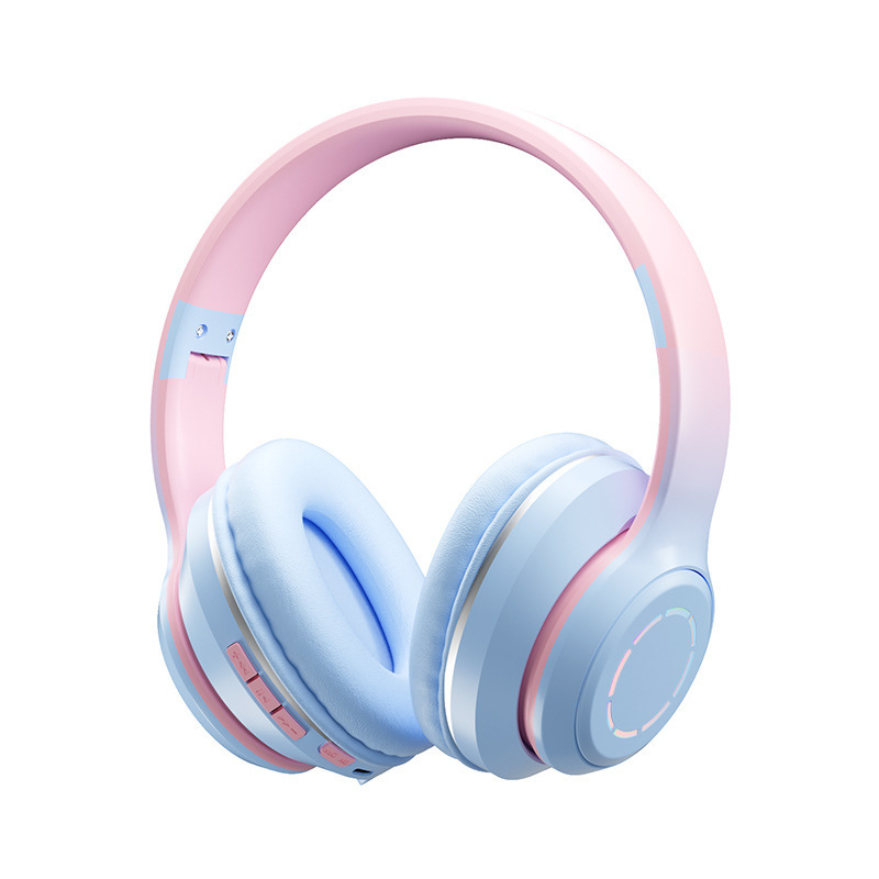 Headset Bluetooth-Headset Gaming-Headset mit Geräuschunterdrückung, faltbares Headset, Farbverlaufslichteffekt, Bluetooth 5.2, HD-Anrufe mit geringer Latenz