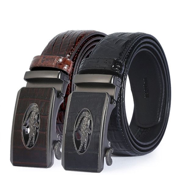 NUEVO EXPLOSIVE Men's Business Leather Belt Venta de aleación Autoy Automatic Buckle Crocodile Leather Belt Bannicores al por mayor