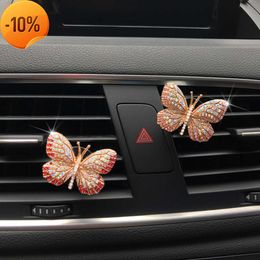 Nouveau exquis papillon forme de strass voiture parfum coloré papillon voiture désodorisant décoration clip voiture parfum voiture parfum