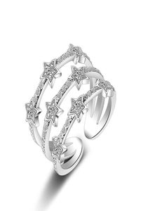 Neuer exquisiter süßer Retro-Dreischicht-Sternring für Damen, offener Ring, größenverstellbar, Diamant-Roségold und 925-Silber-Ring, Fabrik dire6996946