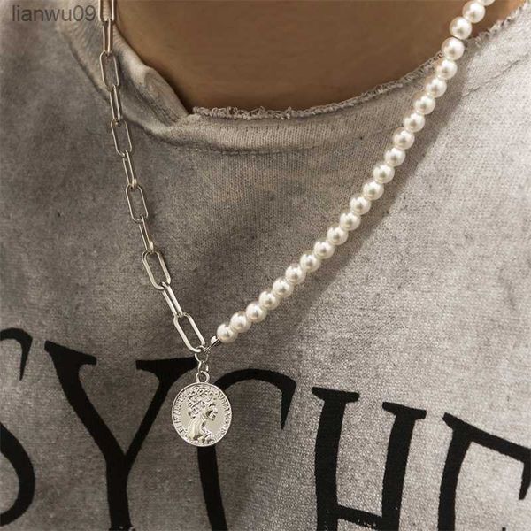 Nouveau Portrait exquis pendentif collier créatif Hip Hop Punk Style couture collier de perles hommes bijoux frère fête cadeau L230704