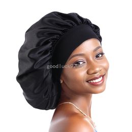 Bonnet de nuit en Satin Extra Large pour femmes, solide, pour soins du sommeil, Bonnet de nuit pour Protection des cheveux bouclés, unisexe, nouvelle collection