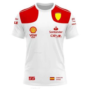 T-shirts d'été pour hommes et femmes, équipe rouge de course F1, CHARLES LECLERC 16 Carlos Sainz 55, t-shirt de Sport pour enfants