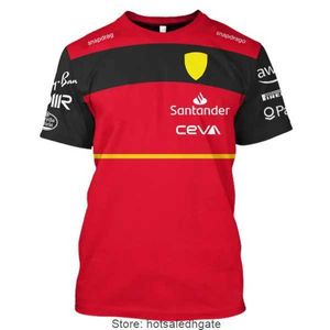 T-shirt à manches courtes pour hommes, tenue de ville rouge, surdimensionné, de l'équipe F1 Ferari, Formule 1, Motocross, été