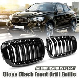 Nouveau F15 F16 paire voiture Double lattes avant rein course calandre remplacement pour BMW F15 F16 X5 X6 2014 2015 2016 2017 grilles de course