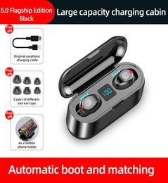 NOUVEAU F9 TWS BLUETOOTH EARPHONE CHELPHONE WIRESS WIRESS V50 HIFI EATBUDS STÉRÉO AFFICHAGE TOUCH Contrôle 2000mAh PowerBank Hearph3581648