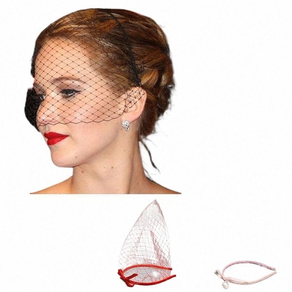 Nouveau visage-couvrant voile bandeau élégant maille bandeau voile visage masque net mariage chapellerie de mariée fête Dr cheveux Accories 22jY #