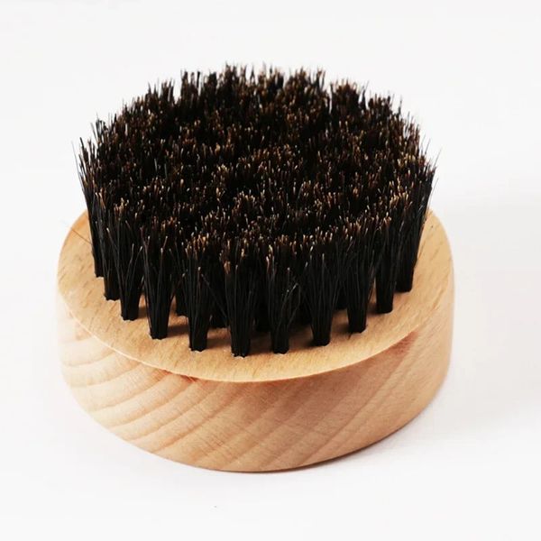 Nouveaux poils du visage 100% Bristle Bristle Bristle Bristle Bristle Hard Round Round Handle Moustache Brosse Moustache Ensemble Massage du visage pour les poils du visage