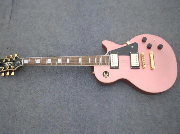 Nueva guitarra eléctrica personalizada de fábrica, accesorios de metal, rosa plateado 6 cuerda