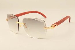 Nouvelles lunettes de soleil de mode de luxe directes d'usine 3524014 lunettes de soleil de code d'or en bois naturel gravure lentille privée personnalisée gravée240C