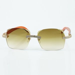 Nouvelles lunettes de soleil à double rangée de vente directe d'usine 3524018 avec des lunettes de créateur en bois orange taille 18-135 mm