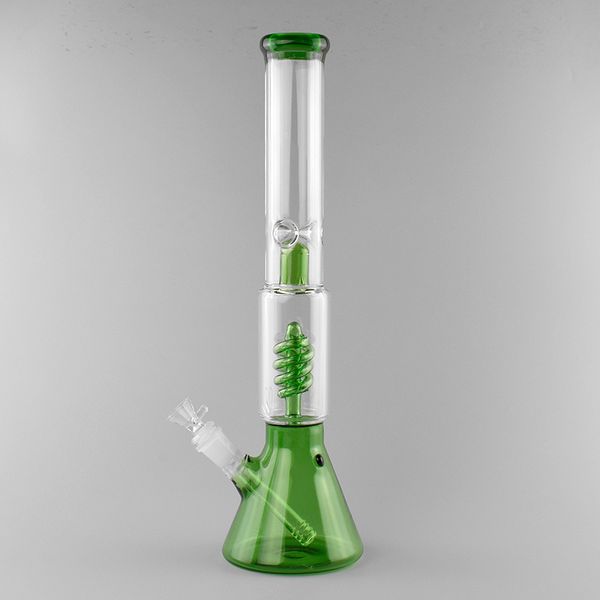 Bong de cachimba con vaso de precipitados premium de 16 pulgadas con percolador en espiral - Pipa de agua de vidrio con tazón y vástago inferior