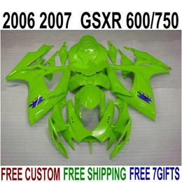 Nieuwe Fairing Kit voor Suzuki GSX-R600 / 750 06 07 Verkleiningen K6 GSXR 600 750 2006 200 All Green Plastic Motobike Set NS60
