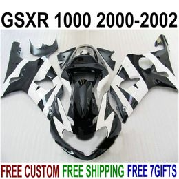 Nouveau kit de carénage pour SUZUKI GSX-R1000 2000 2001 2002 kit de carénage noir blanc brillant K2 00 01 02 GSXR 1000 HV34