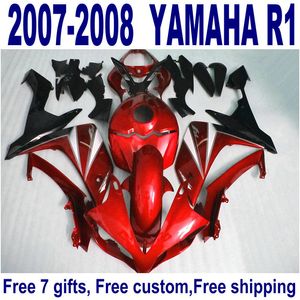 NUEVOS carenados para los kits de carenado YAMAHA YZF R1 2007 2008 rojo negro motocicleta YZF-R1 07 08 ER13 + 7 regalos