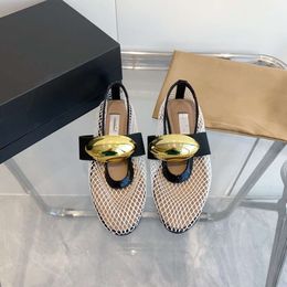 Nouvelle fée américaine boucle de ceinture en métal maille Mary Jane chaussures simples femmes plates confortables chaussures de danse de Ballet
