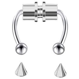 Nouveau faux piercing nez anneau en acier nez piercing cerceau septum anneaux pour femmes bijoux cadeaux punk cool magnétique faux piercing 20pcs / lot1255662