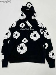 NUEVA FALECCIÓN Men Denimes Readymade Flower Puff estampado sudadera con capucha angustiada Hombres Top Exteriores UIW98 6BWY