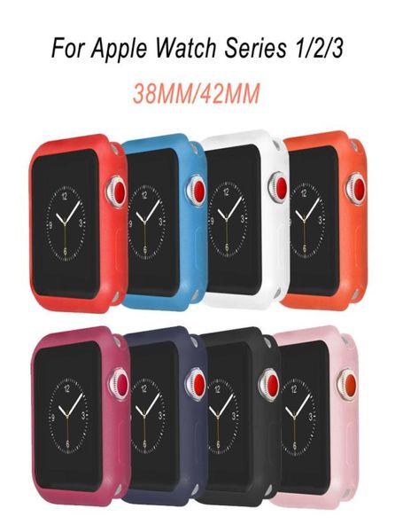 Nueva funda de silicona suave resistente a caídas para Apple Watch iWatch Series 1 2 3 marco de cubierta protección completa 42mm 38mm correa band3026899