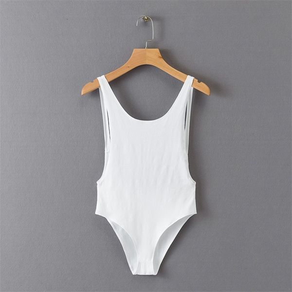 Nouveau Automne Hiver Dos Nu Body Femmes Slim Barboteuses Sans Manches Chaud Bodys Beige Rayé Sexy Body Suit Drop Shipping 201007