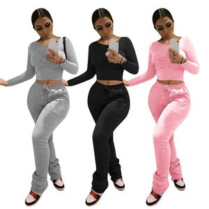 Nieuwe herfst winterkleding dames joggingpak outfits 2 stuks set sweatshirt met lange mouwen + stapelbroek plus size trainingspakken casual sportkleding 4336