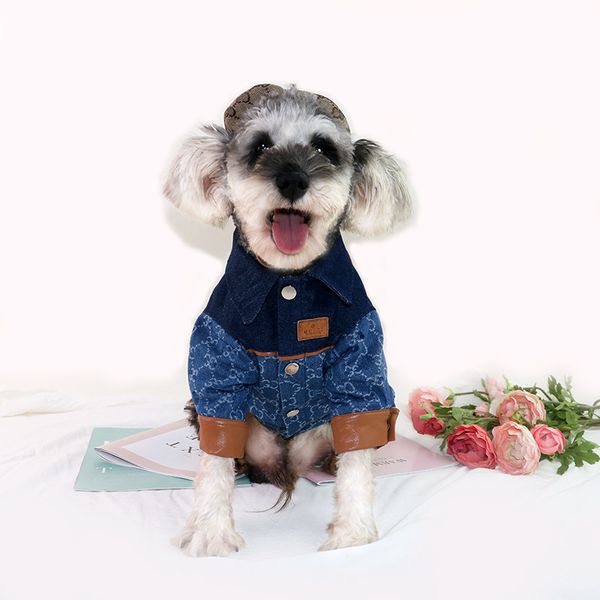 Nouveau automne hiver Denim chien manteau chaleur coton rembourré vêtements pour animaux de compagnie doux mode Cool Design chien manteau Fadou bouledogue gallois Corgi