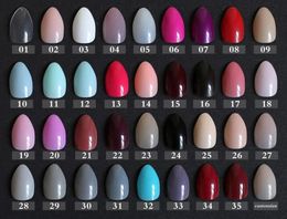 Nouveau faux court rose pointu rose doux nude brun bleu bleu faux stiletto ongles couverture complète pure couleurs bonbons violet kaki blanc7202140