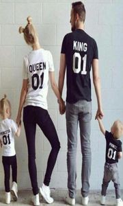 New Family King Queen 01 Shirt Print 100 Coton T-shirt Mother and Daughter Père Fils Clothes Princess Prince Set Parentchild6557785